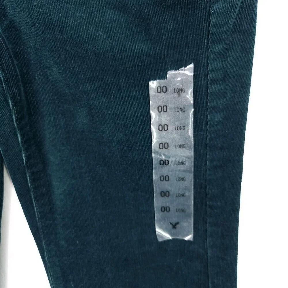 American Eagle Corduroy Pants Womens Size Slim 00 Long Emerald Green Pockets - Picture 13 of 15